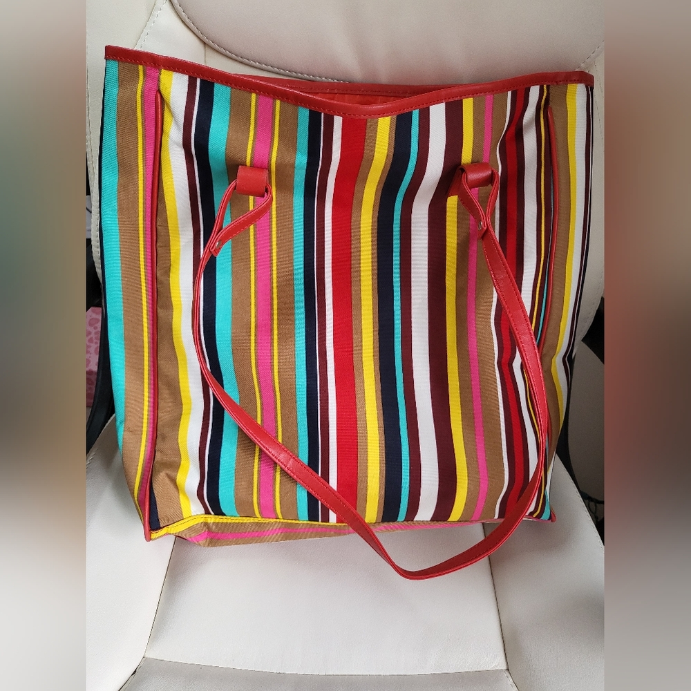 Lancôme Canvas Colorful Striped Tote Bag - Picture 4 of 6